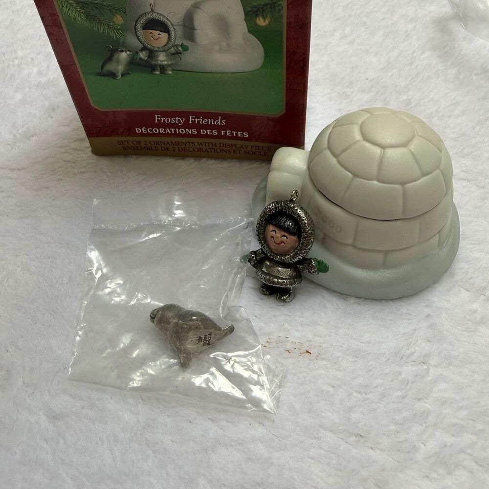 Hallmark Keepsake Ornament Frosty Friends Porcelain Pewter Eskimo Seal 2000